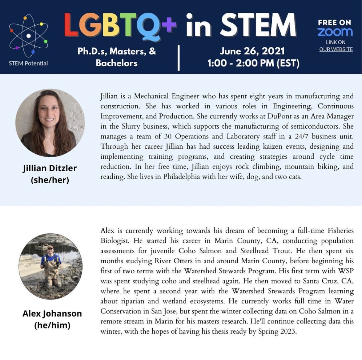 STEMPotential's tweet image. ‼️Full program schedule and speaker biographies are up now! Here are the bios for our 1st &amp;amp; 2nd session speakers! Link in bio for more‼️ #STEMPotential #STEM #LGBTQ