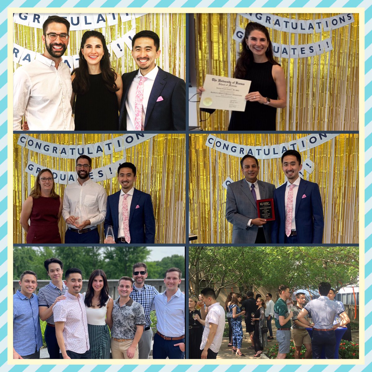 Congratulations to the graduating class of 2021 @ku_pmr #Physiatry <a href="/Lauren_Neuman3/">Lauren Neuman, DO MBA</a> @benwesterhausmd  <a href="/StephenBaiMD/">Stephen Bai, MD</a> What a great weekend celebrating our graduates 🎓 and their outstanding accomplishments 💪🏻 👏🏼 <a href="/KUMC_GME/">University of Kansas Graduate Medical Education</a> Congratulations! 🎉 #KUMC #KU_memories #KU_GME #Kansas