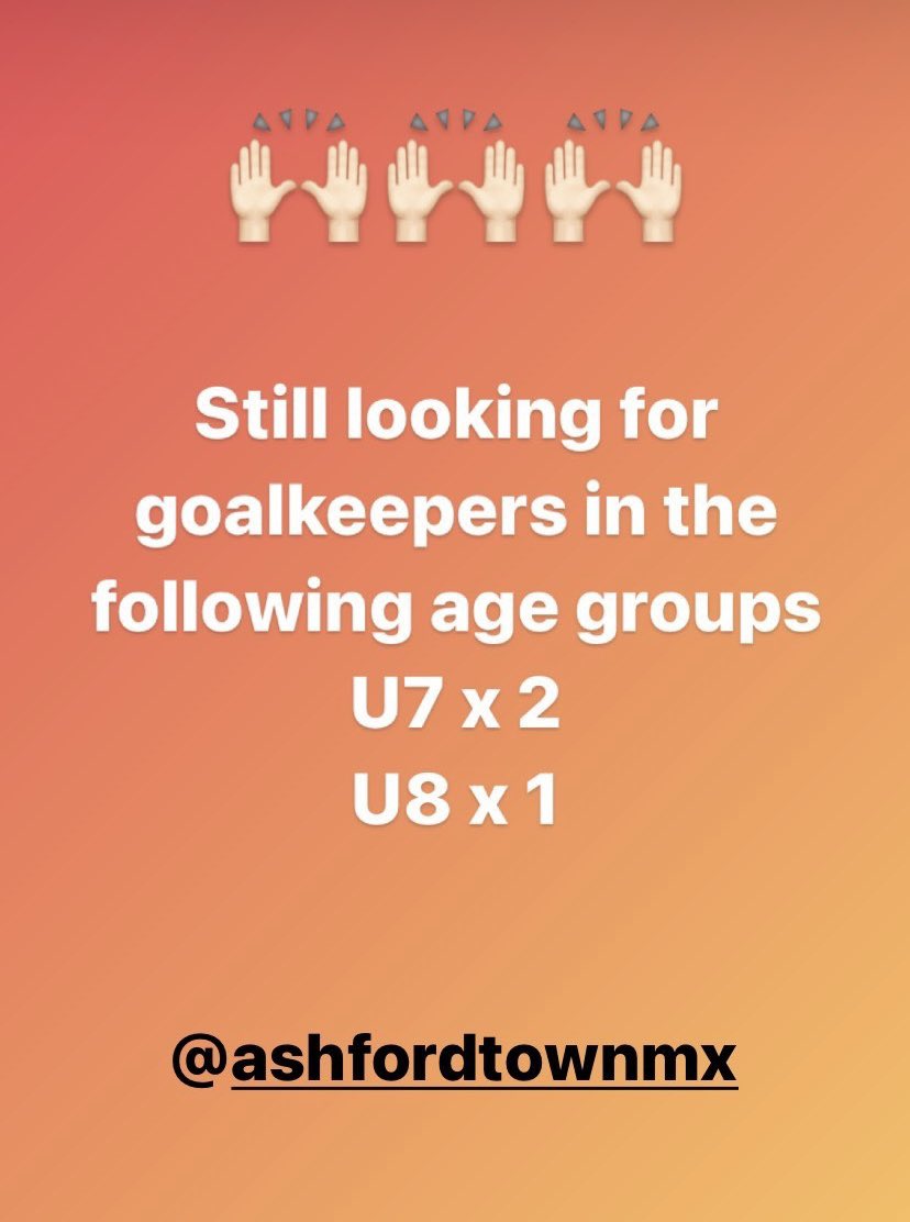 I know young goalkeepers are hard to find but we are still looking for some in the following age groups at <a href="/ashfordtownmx/">Ashford Town Middlesex FC (C🏆)</a> RT please x