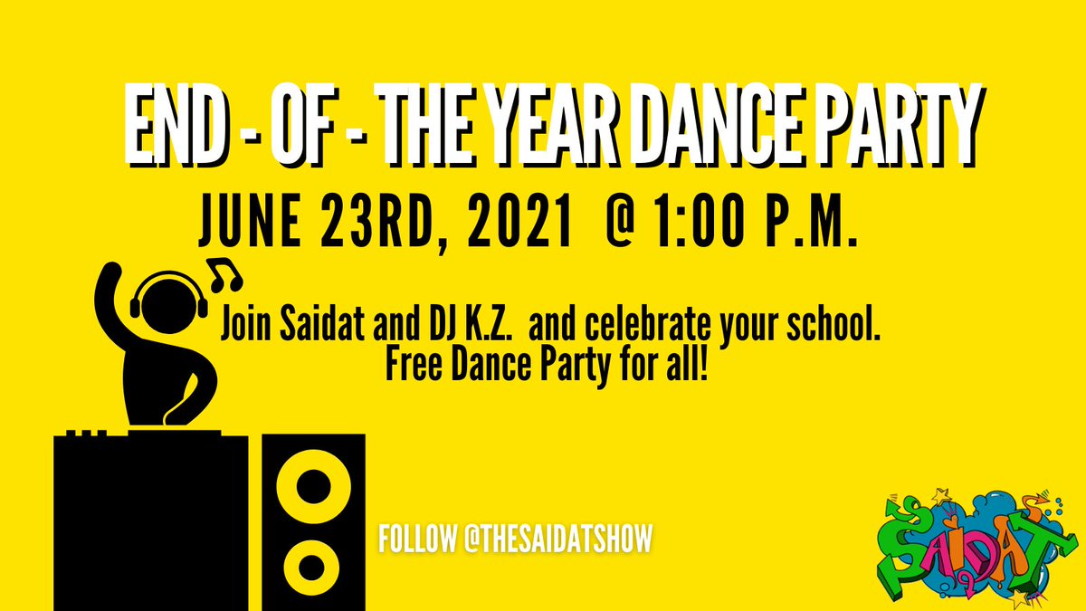 saidat2motivate's tweet photo. GUESS WHAT⁉️WE ARE HOSTING END - OF - THE YEAR DANCE PARTY! 
REGISTER HERE: https://t.co/gjqDsEwdMi
Share and let your educator colleagues know. ALL INVITED!
#EndOfTheYear #SummerTime #DanceParty https://t.co/ObMZg0u4mg