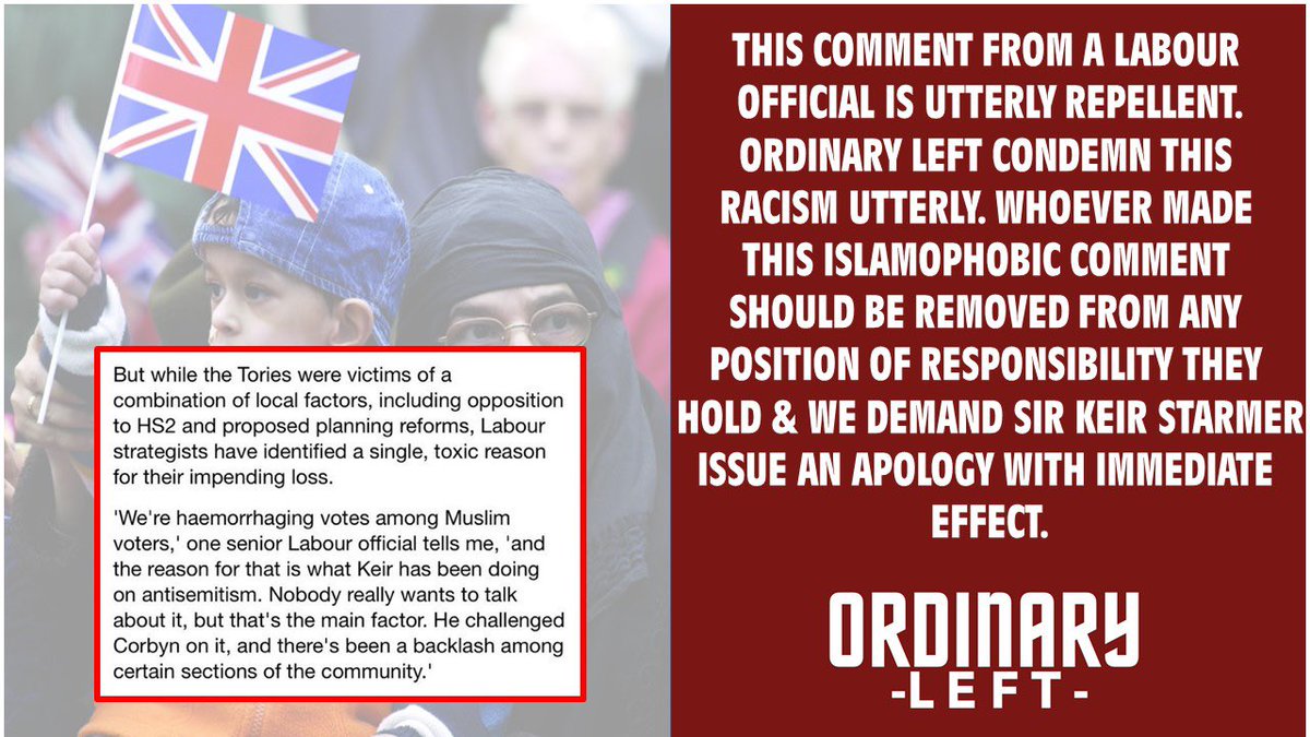 LeftCymru's tweet photo. We in the #OrdinaryLeft movement utterly condemn this comment from the Labour Party. There is no place in our society for Islamophobia.
We demand @Keir_Starmer act immediately and issue an apology to our Muslim communities.
✊🏴 https://t.co/zTOeSbR8Dx