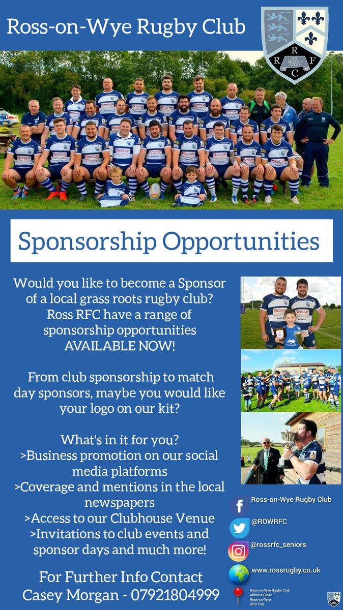Ross-on-Wye RFC (@rowrfc) on Twitter photo Sponsorship opportunities at <a href="/ROWRFC/">Ross-on-Wye RFC</a> get in touch with Casey if you would like more info π΅βͺπ΅βͺ Sponsorship opportunities at <a href="/ROWRFC/">Ross-on-Wye RFC</a> get in touch with Casey if you would like more info π΅βͺπ΅βͺ