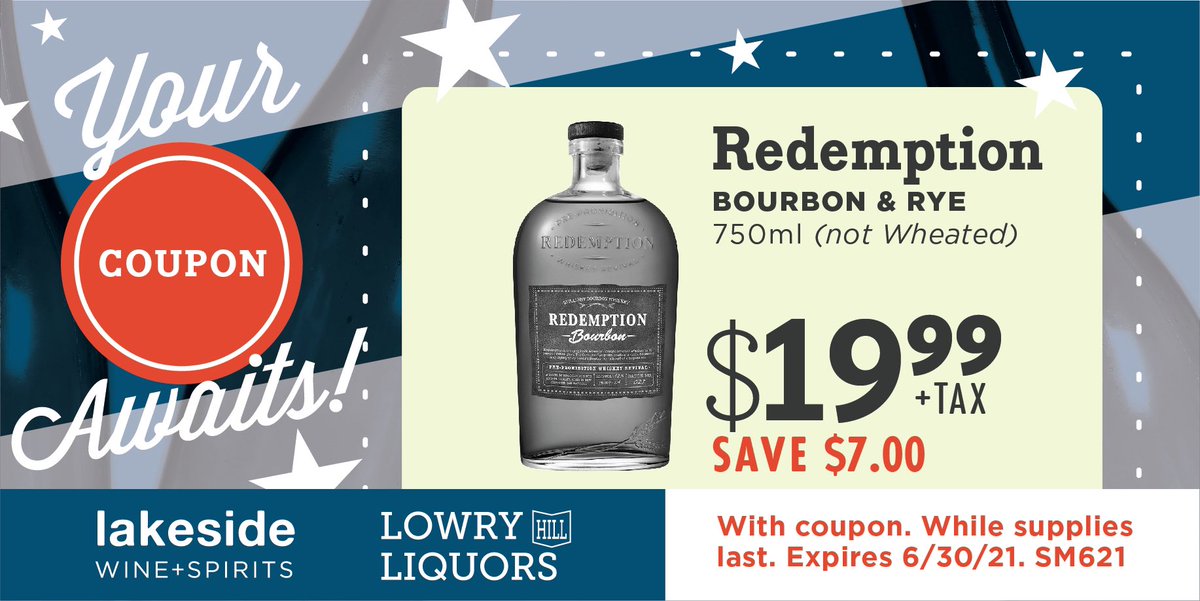 garrisongrouse's tweet photo. Happy Father’s Day! Save $7.00 on Redemption Bourbon and Rye Whiskey 750ml bottles until the end of June with the coupon! (Sale excludes Wheated) #redemption #bourbon #rye #whiskey #fathersday #fathersdaygifts #dads #cheers https://t.co/h8wB51Be34