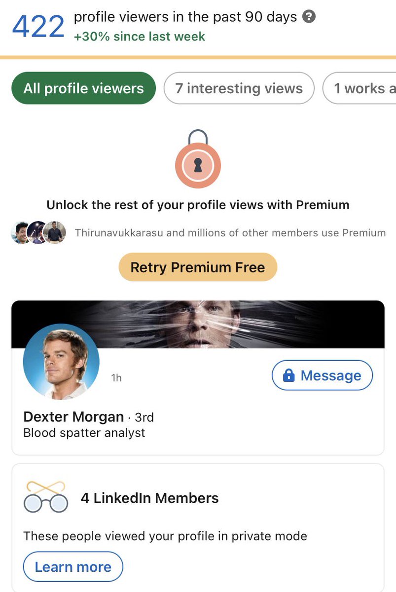 I was like, wut? Freaked out real bad after this interesting linkedin profile view 😂😂