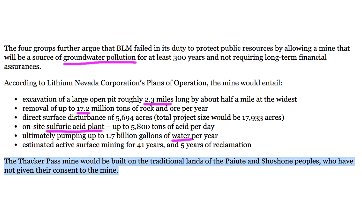 You come and occupy indigenous landAnd make responsible mining*sulfuric acid plant*1.7B gallons of water depletion per year*complete destruction of life at 17,933 acresQuoting:"to make profound changes to help the environment"Protect Thacker Pass https://bit.ly/3wRitmr 