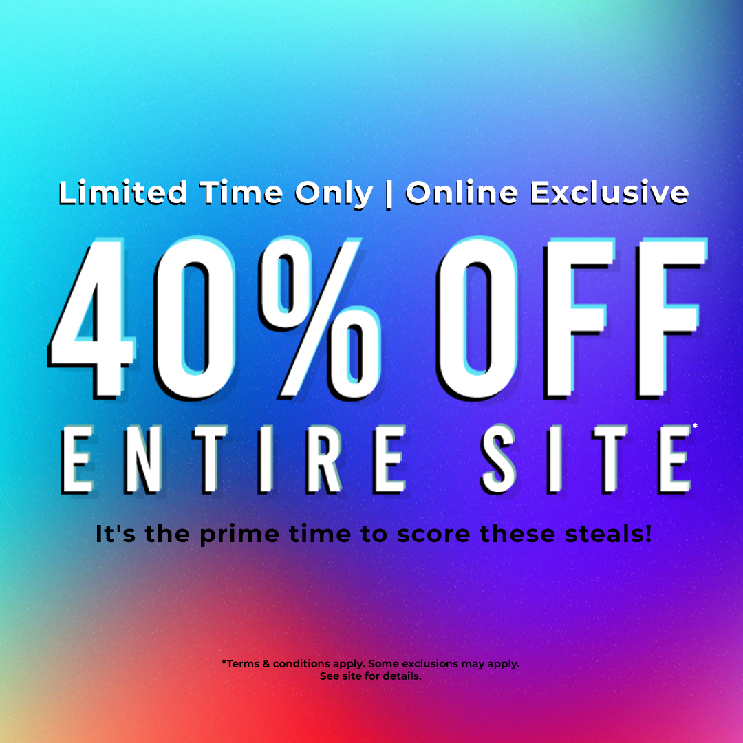 It’s prime time to score BIG! Shop the entire site 40% off starting NOW! #sale #deals #rue21 bit.ly/3zAtfiP