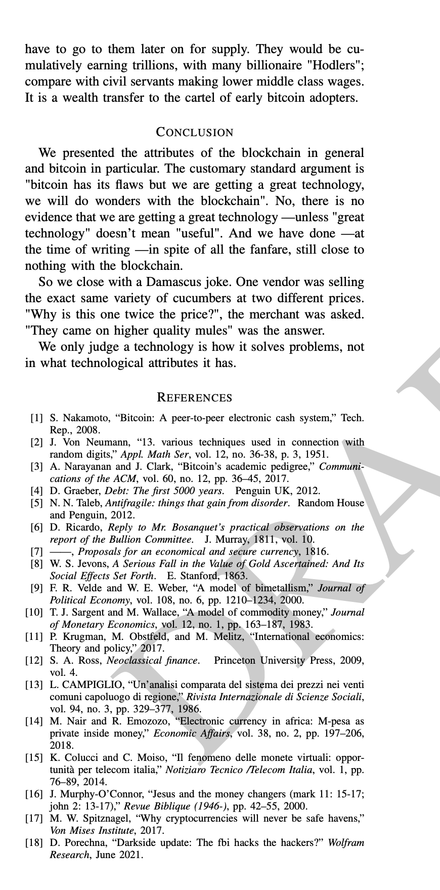 Nassim Nicholas Taleb on Twitter: "2/ bitcoin paper Pages 5-6. FOR