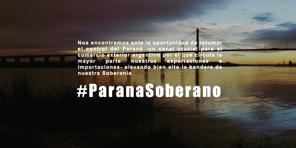 Nos encontramos ante la oportunidad de retomar el control del Paraná -un canal crucial para el comercio exterior argentino por el que circula la mayor parte nuestras exportaciones e importaciones- elevando bien alto la bandera de nuestra Soberanía.

#ParanaSoberano