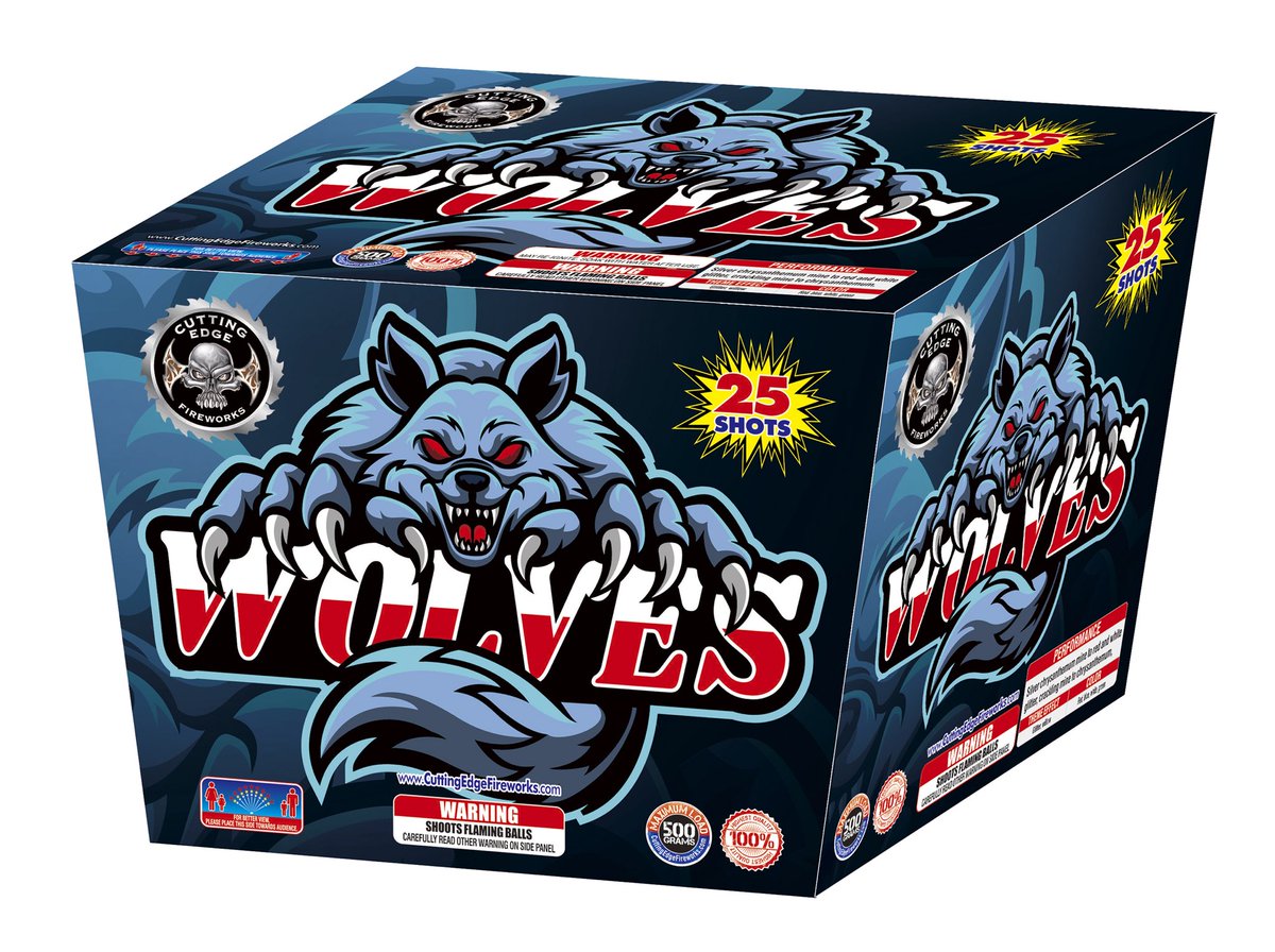 BomberFireworks's tweet photo. Two new arrivals for 2021.  Both are included in 3 day sale!   20 shot Puppy Readers and 25 shot Wolves. https://t.co/urFt0orsGm