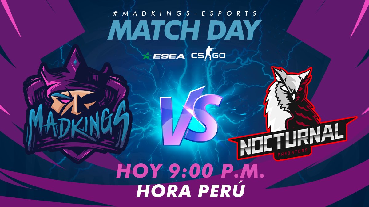 madkingsesports's tweet photo. 🔥 ¡MATCH DAY! 🔥

¡Hoy nuestro equipo de CS:GO NO PARA! 💪🏼
A las 9:00 pm nos estaremos enfrentando a la escuadra de #NocaturnalPredators , continuando con nuestra participación en la #MainLeague de @ESEA   🏆

¡Asegúrense de apoyar al equipo en este nuevo reto! 👑 #GOMADKINGS https://t.co/BmeLt3ts8g