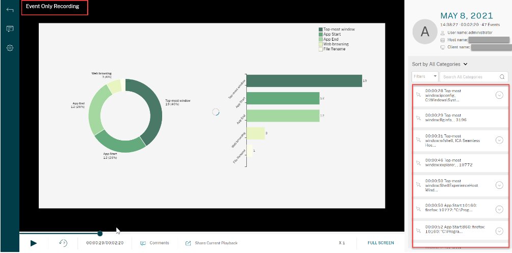 Citrix Session Recording 2106 now supports record events only mode, with this mode only key events are recorded into the database, which gives you the balance in storage consumption and activities you want to record. 
bit.ly/3gMpgr4 
#Citrix #cvad #monitoring