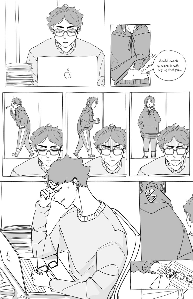 just a short #bokuakakuroken comic inspired again by the amazing ari's (@/varivarvar, her hcs make me happy;;;) tweet thread about an overworked akaashi and his boyfriends!!!!💖 