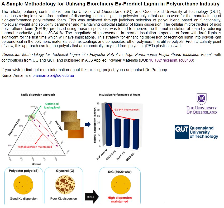 pkannamalai's tweet photo. Glad to share that our recent publication on 'lignin-containing polyurethane #insulation foam' is featured in AU Colloid &amp; Interface Society's newsletter 
https://t.co/kshMe3QHot #Sustainable #BuildingMaterials https://t.co/aNvQR6pDgj