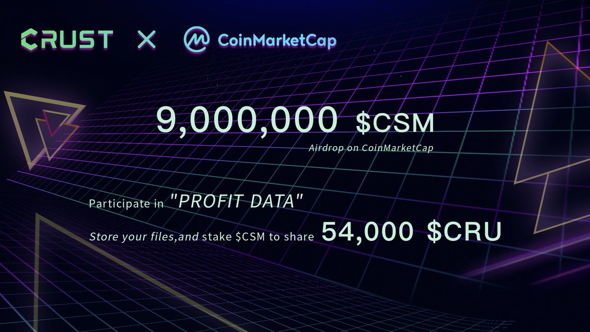 CrustNetwork's tweet photo. The $CSM #airdrop with @CoinMarketCap is now live!

9,000,000 $CSM will be airdropped to 1,000 winners 🎉

https://t.co/UkgpUpU6pz https://t.co/oBlwerlO54