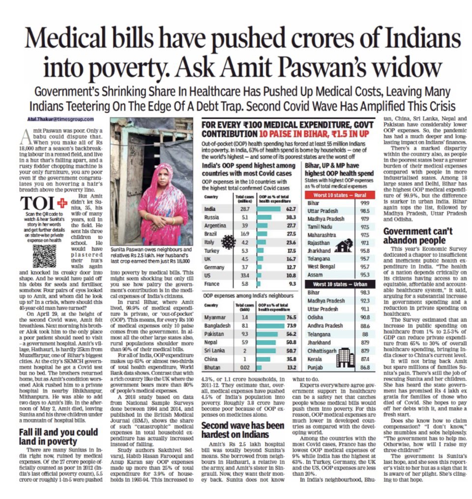 The story of Amit Paswan and crores of others pushed into poverty by medical bills due to #COVIDEmergency2021 via @timesofindia and @Data_Weak