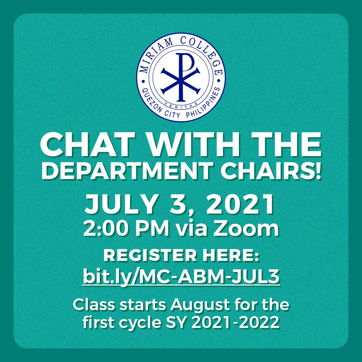 MiriamCollege's tweet photo. Our Associate in Business Management is a 2-year program which is your gateway to a full bachelorโs degree.
Join the chat with the Department Chairs on July 3 at 2 PM, and have all your questions answered! Register here: https://t.co/KACqmiTuVY
#MyNextMove https://t.co/m4RhmzoWnl