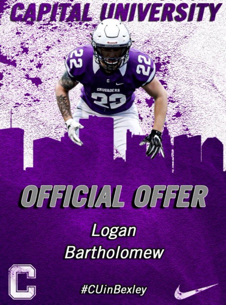 Logan Bartholomew (@loganbart27) on Twitter photo Thankful to receive my second offer from Capital University! @CoachJBlack1 <a href="/CapitalU_FB/">Capital University Football</a> Thankful to receive my second offer from Capital University! @CoachJBlack1 <a href="/CapitalU_FB/">Capital University Football</a>
