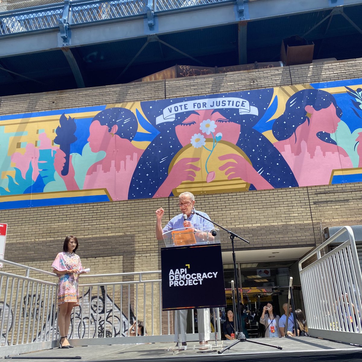 SenSchumer's tweet photo. I was proud to join @AAPIDemocracy's Voting is Justice rally

We can't allow the rising tide of bigotry against the AAPI community to go unchecked

That's why we passed the COVID-19 Hate Crimes Act

And that's why the Senate will move forward on critical voting rights legislation https://t.co/lNVAV77W5M