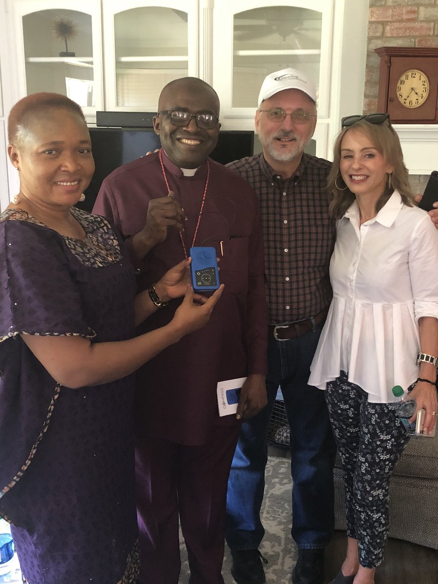 GalcomUSA's tweet photo. Bishop Sunday Onuoha from Vision Africa (Nigeria) receiving a new Compass test model for evaluation prior to NRB convention in Dallas. #NRB2021 #galcomusa #galcom https://t.co/z0vORW630l