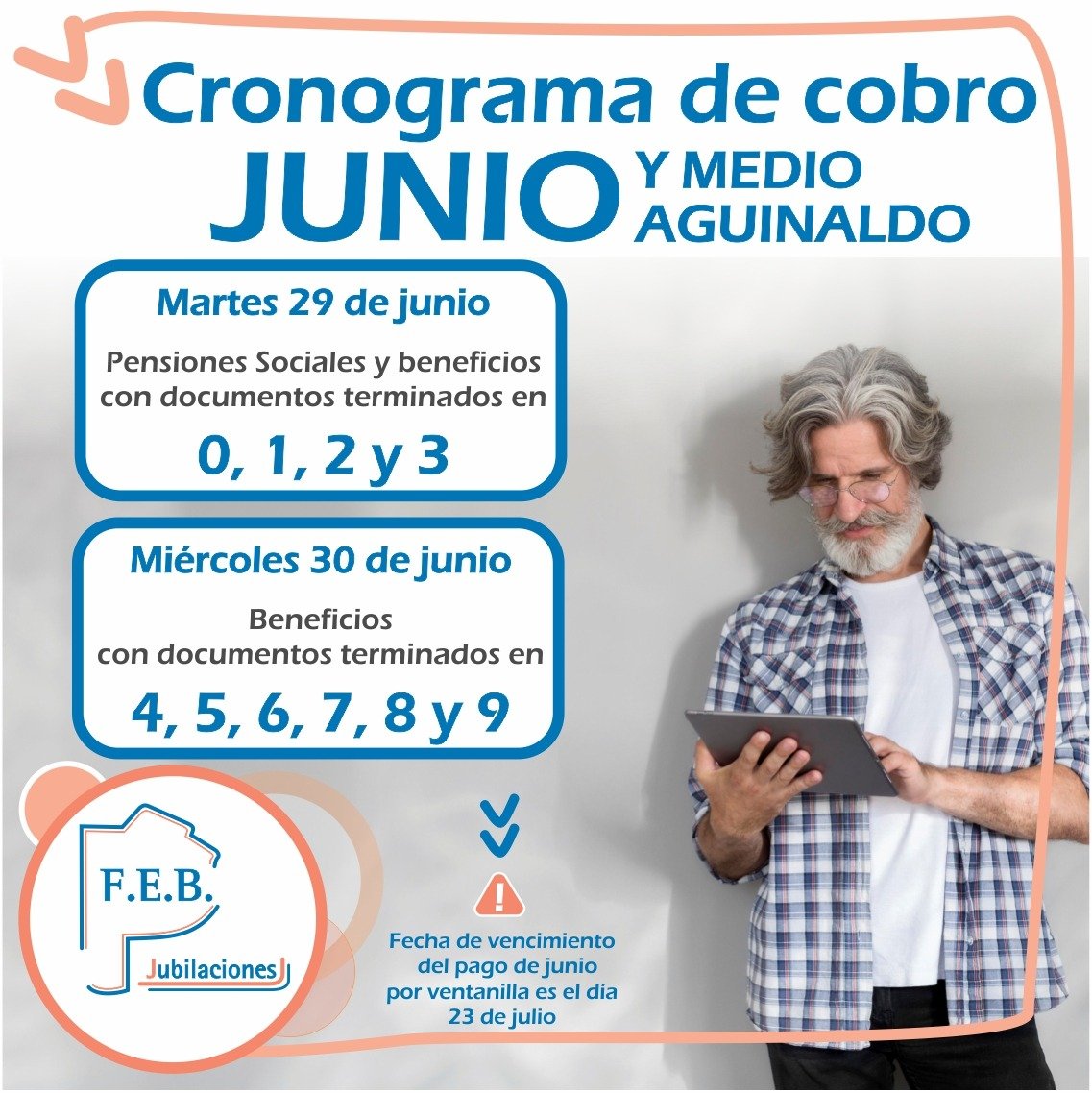 LaFEB's tweet photo. 🗓️ Cronograma #jubilados #junio #MedioAguinaldo https://t.co/PTtaUJpjgh