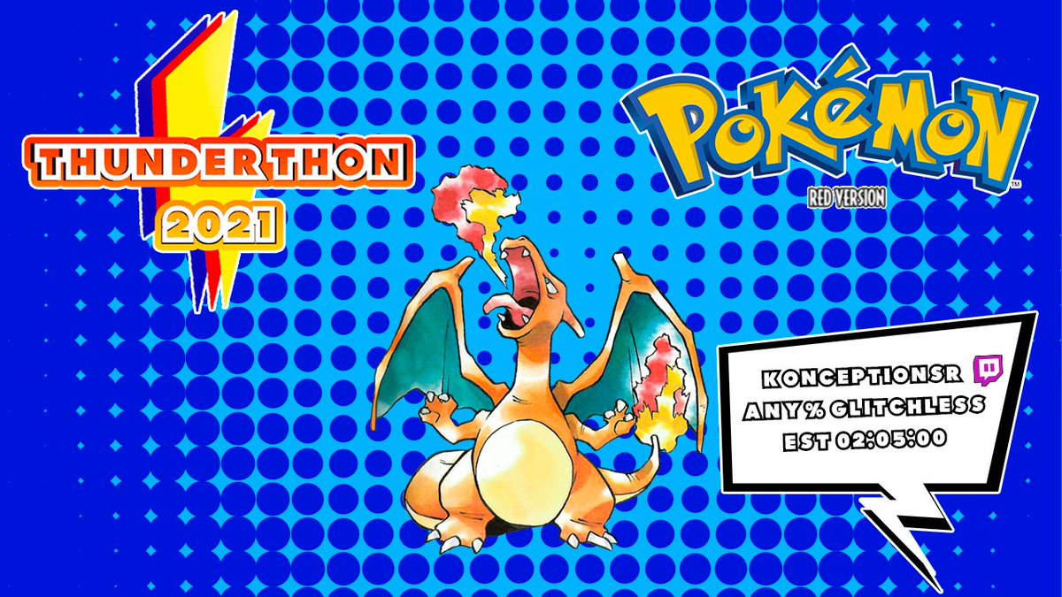 thunderthon's tweet photo. The final runs of the marathon are here! Come join us as we finish out strong! 

@KonceptionSR is speedrunning Pokemon red NOW! ⚡️
https://t.co/H9wlFX1RjS https://t.co/t2OK1QcRfC