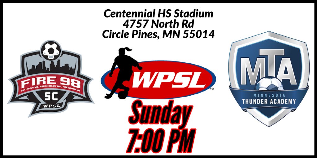 Minnesota KICKS (@minnesota_kicks) on Twitter photo #WPSL matchday: @Fire_98_SC_WPSL 🆚 @MNThundAcademy #WPSL matchday: @Fire_98_SC_WPSL 🆚 @MNThundAcademy