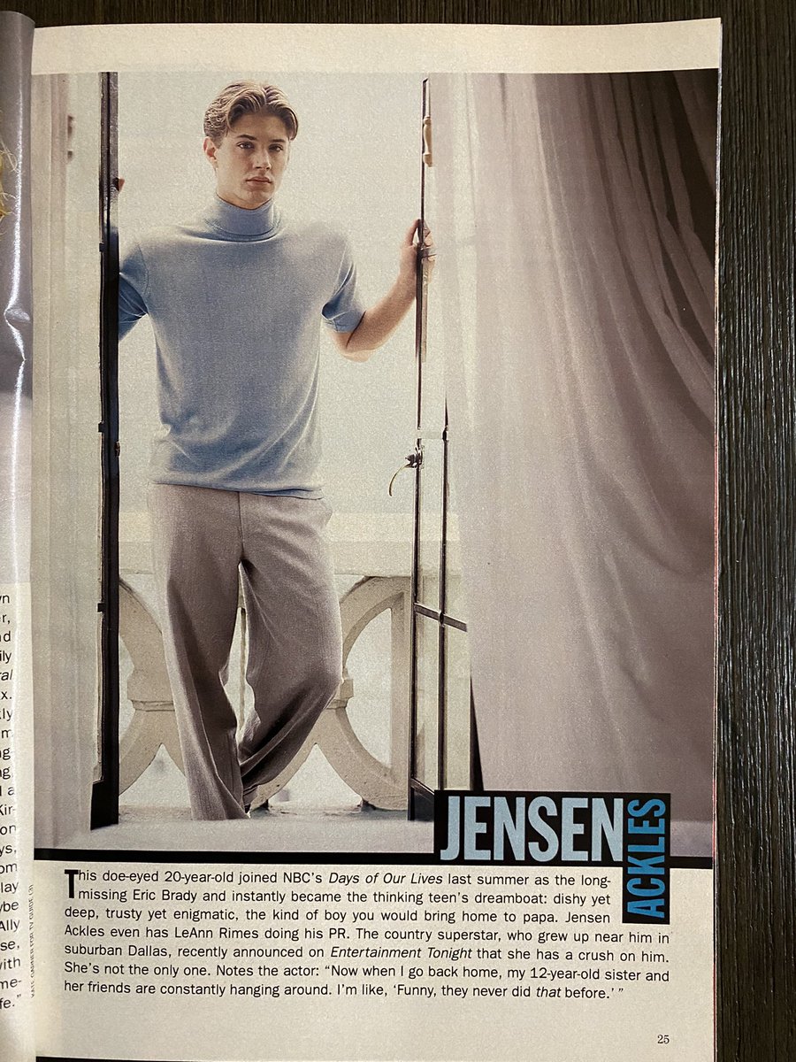 Cleaning my garage today and found this gem in a box of fannish stuff: Jensen on the cover &amp; part of the feature inside, from TVG June 13-19, 1998 (that back then I bought new for the GH soap content). 😍😂 —Susan