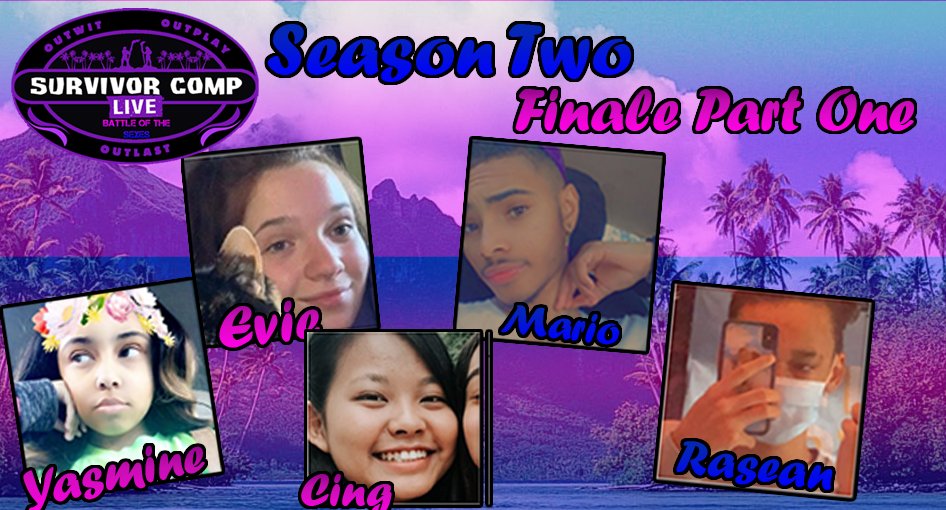 survivorcomp's tweet photo. We cannot wait to reveal the end of an amazing season, and I remember how iconic this final 5 group is!

Wishing Cing (@swiftxrodrigo), Yasmine (@egosfilter), Evie (@dousmelltht), Mario (@DontClapatJanae), and Rasean (@RuhSean) the best of luck in the finale next weekend! https://t.co/1Od5BfAQhK