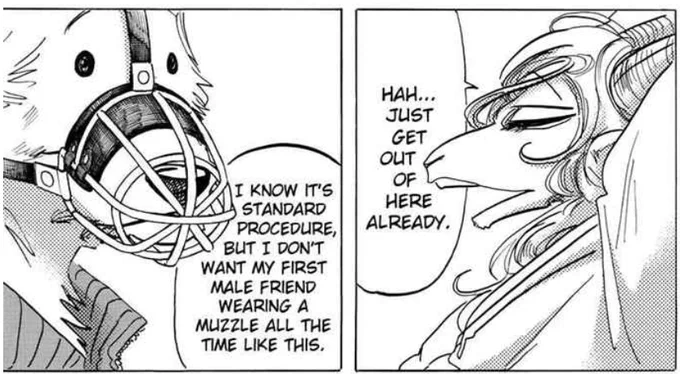 // beastars spoilers
.
.
.
if we take this controversial little bit from chapter 82 as a relationship confirmation then that means Riz canonically started dating Pina 2 WHOLE months before Legosi started oficially dating Haru and that is the funniest shit ever 