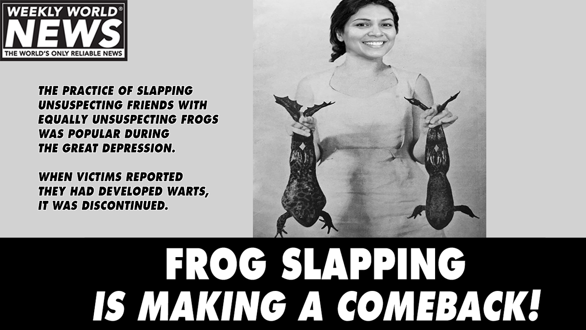 weeklyworldnews's tweet photo. Some more post-pandemic fun?!
#frogs #slapping #greatdepression #funwithfrogs https://t.co/BmRvESBAJH