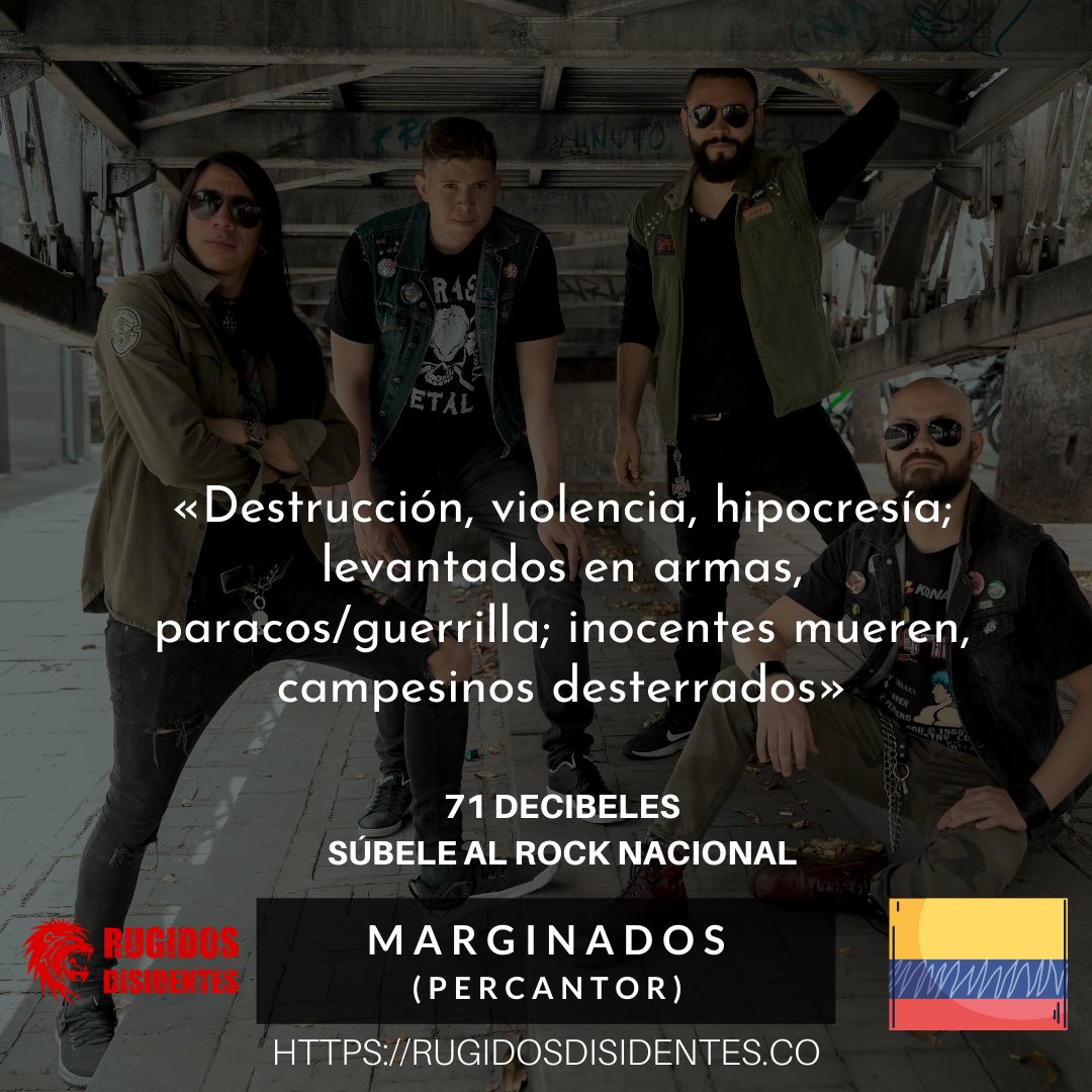 𝗠𝗮𝗿𝗴𝗶𝗻𝗮𝗱𝗼𝘀, sencillo de la agrupación de metal 𝗣𝗲𝗿𝗰𝗮𝗻𝘁𝗼𝗿, es un grito furioso que desde el minuto cero se deja ir en ráfagas de riffs envenenados y voces guturales violentas
rugidosdisidentes.co/percantor-retr…

#71Decibeles | #SúbeleAlRockNacional | 🇨🇴 (Bogotá D.C.)