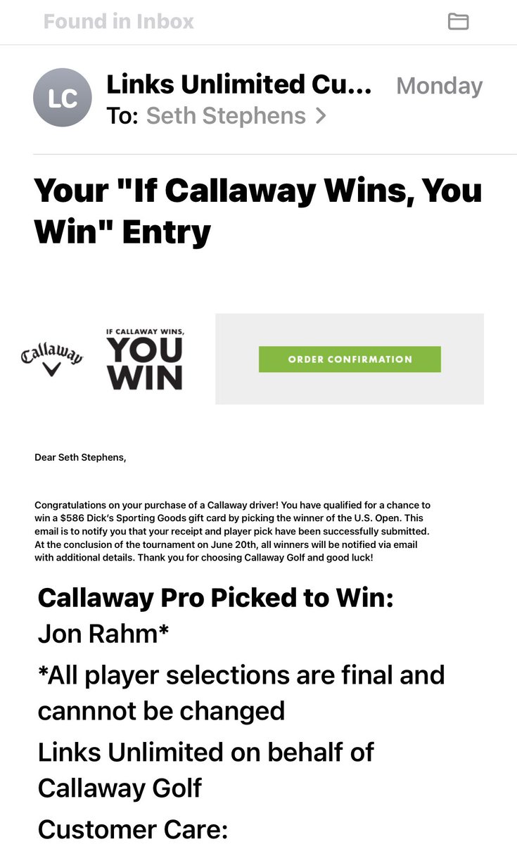 StephensSeth24's tweet photo. THANK YOU JON RAHM!!! @CallawayGolf https://t.co/rtJzMflEzr