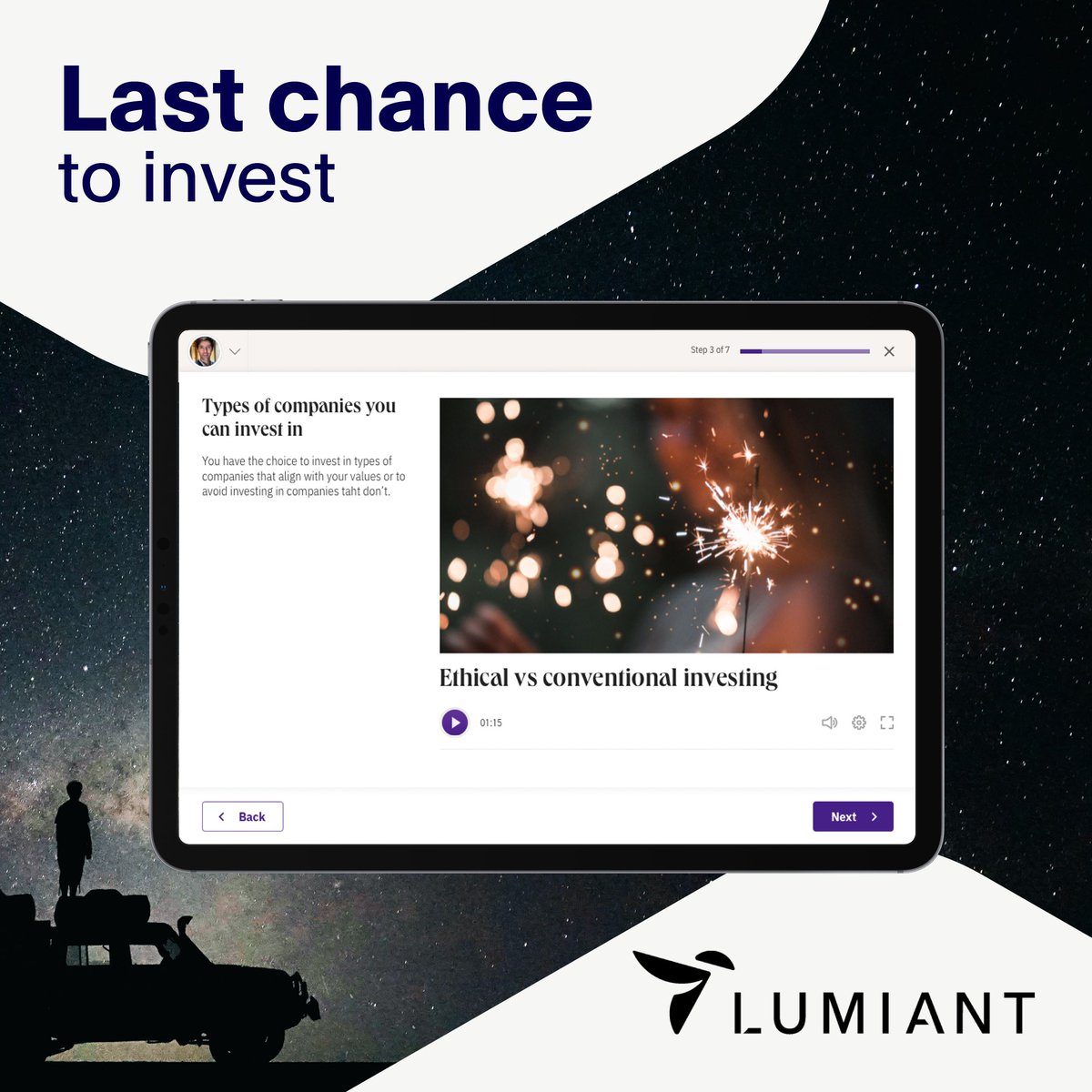 Lumiant’s #equitycrowdfund is successfully closing TONIGHT at 9.00pm AEST!

@LumiantPtyLtd is a first mover, and working to future proof the #financialadvice industry in Australia and globally. 

bit.ly/3vINvf2
 
[Consider the offer doc &amp; risk warning before investing]