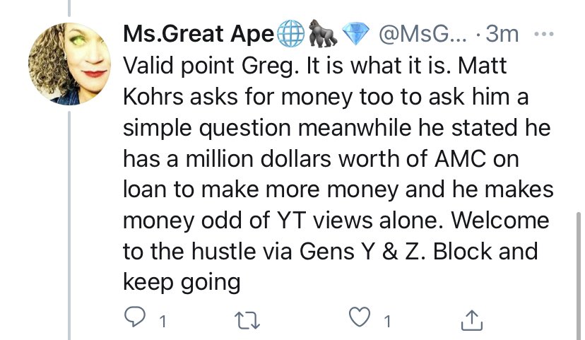 vader_brand's tweet photo. Matt Kohrs has a million dollars worth of AMC on loan, is this FUD or did I read this wrong?

#AMC #AMCSTRONG #AMCARMY #AMCAPES #AMCFAMILY #AMCVOTES @matt_kohrs @TradesTrey https://t.co/Osb9xYQrYz