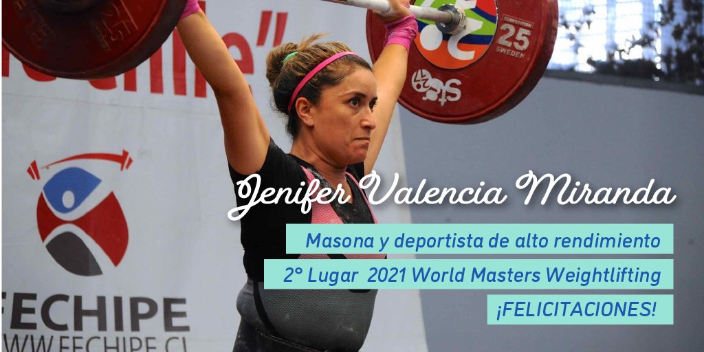 GranLogFemChile's tweet photo. “Me siento orgullosa de ser #masona porque gracias a ello he podido aplicar valores masónicos como la #tolerancia, la #fraternidad, la caridad y la filantropía, en este camino deportivo de la Halterofilia" | Leer más: https://t.co/9yAJkIqT6d https://t.co/DffCa5IwUl