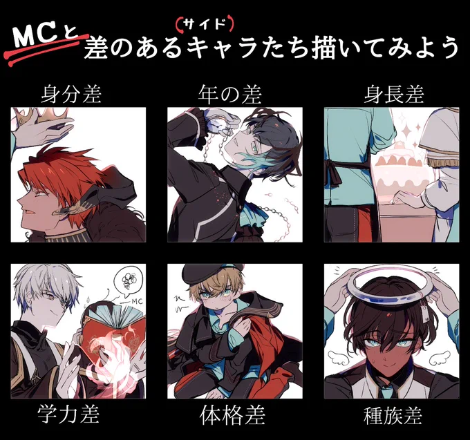 #obeymemc
#差のあるキャラたち描いてみよう
※MC相手想定 ネタバレになりそうな振り分けはやめときました 