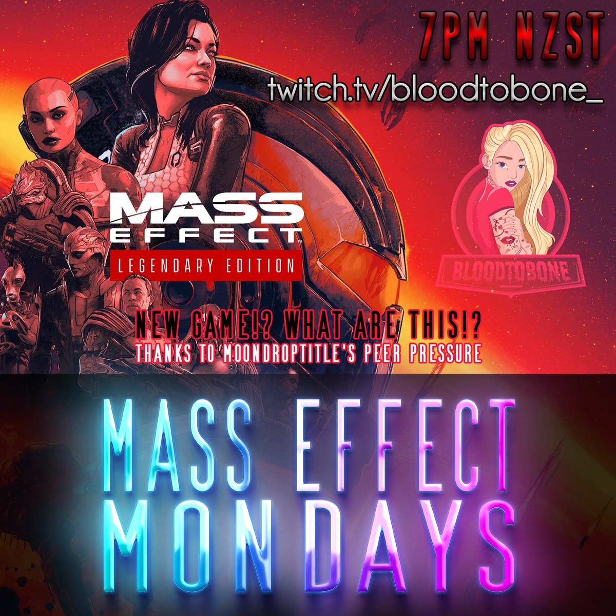 SilverFern_'s tweet photo. Thanks to moondroptitle and her peer pressure, I��m playing Mass Effect’s legendary live on stream tonight at 7pm! Be sure to come and check it out.
https://t.co/PgnoWHxdPF
#bloodchronicles #bloodtobone #twitchstreaming #twitchstreamer #streaming #twitchaffiliate #masseffect https://t.co/EcW6TMtObU