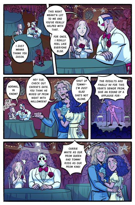 1/3 Here's the last of the Camp Counselor Jason and Carrie Crossover! I just realized that this month is when Prom Night happens! 🌟🕺💃🌟 