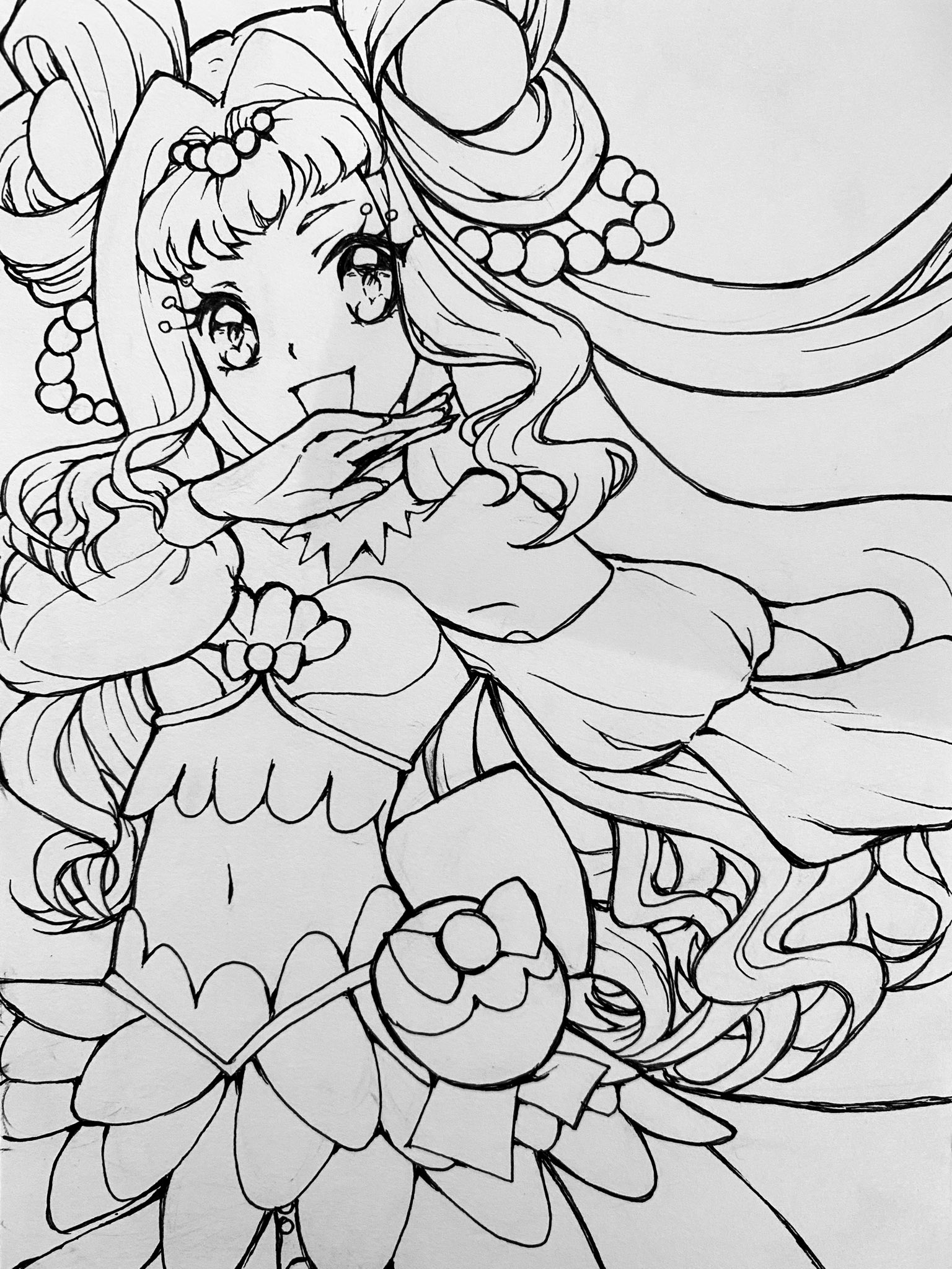 うゝたん 娘3歳 息子0歳 On Twitter 娘に塗り絵させようと思って描いていたらちょっと楽しくなってしまい 3歳児の塗り絵 のレベルを超えてしまったキュアラメールがこちらになります 大人の皆さん塗り絵にどうぞ やってしまった Https T Co Rfutei3q4f Twitter