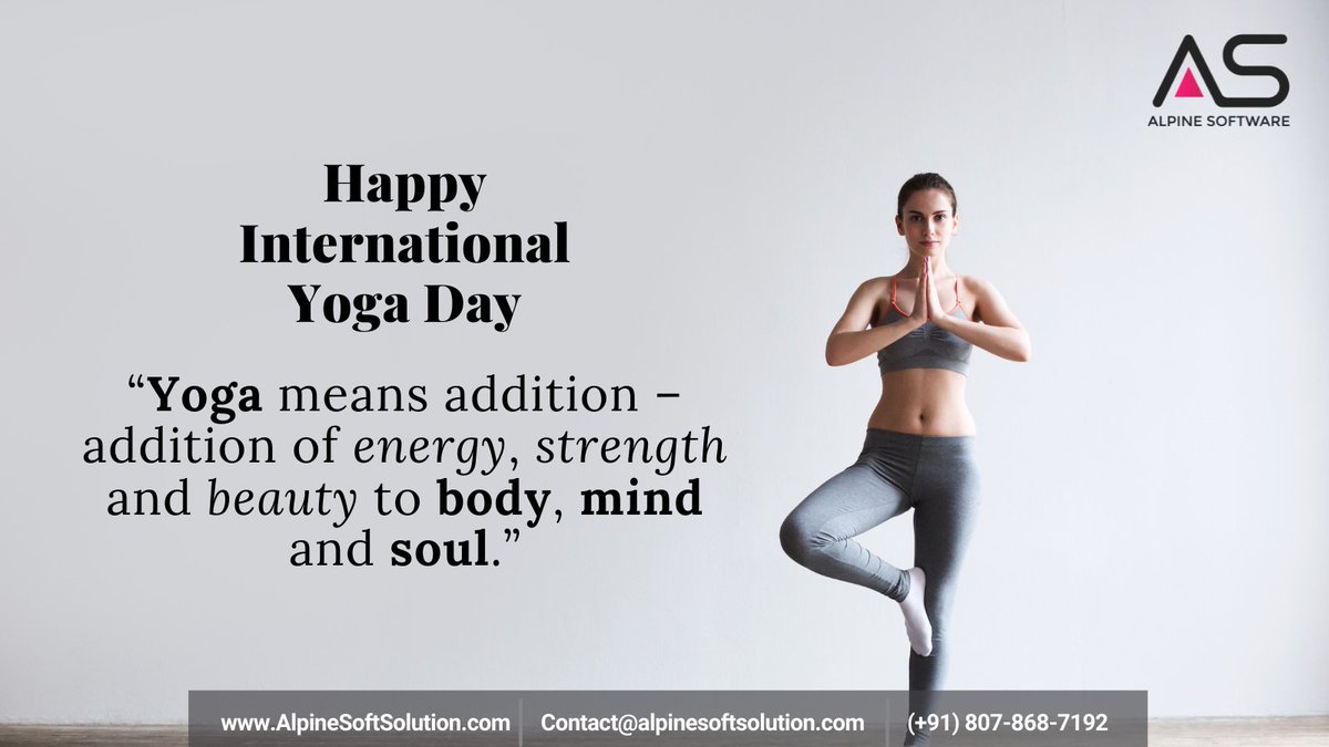 SoftwareAlpine's tweet image. “Yoga means addition – addition of energy, strength and beauty to body, mind and soul.”

Alpine Software Wishes You A Happy International Yoga Day.

#AlpineSoftware #YogaDay #InternationalYogaDay