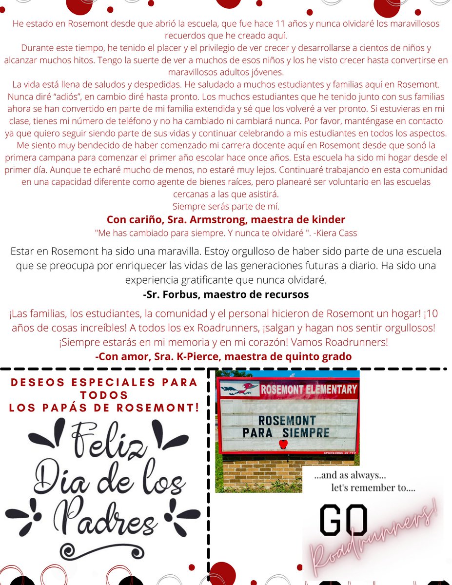 RosemontFWISD's tweet photo. Ha sido un privilegio para mí brindarles todas las noticias y celebraciones de Rosemont.  Por última vez, “¡Su Reporte de Rosemont está aquí!” #reportederosemont #ultimaedicion #rosemontparasiempre @FortWorthISD @penaraul @AhnaSGomez @NakitaBrewer8 @APMontoyaFWISD https://t.co/ILVAkQuvSz