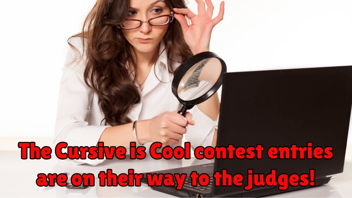 Stay tuned for winner announcements for our USA cursive contest! Remember that our group is all-volunteer so be patient. #cursiveiscool #cursivecontest #handwritingmatters #winners