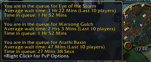 <a href="/WarcraftDevs/">WarcraftDevs</a> 

Please help! Queue times on OCE Horde today. Everyone I know that is gearing feels so demoralised by the rate of honour gain in conjunction with these queues - would love to see this addressed!