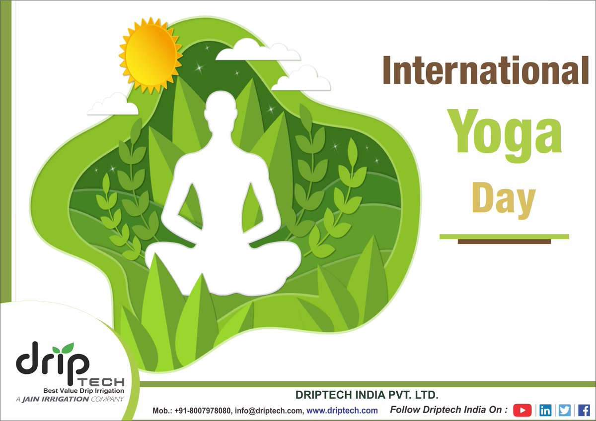Driptech's tweet image. Wishing you a lifetime of wellness and goodness on the occasion of Yoga Day! Keep meditating! #staysafe #stayhealthy #HappyYogaDay