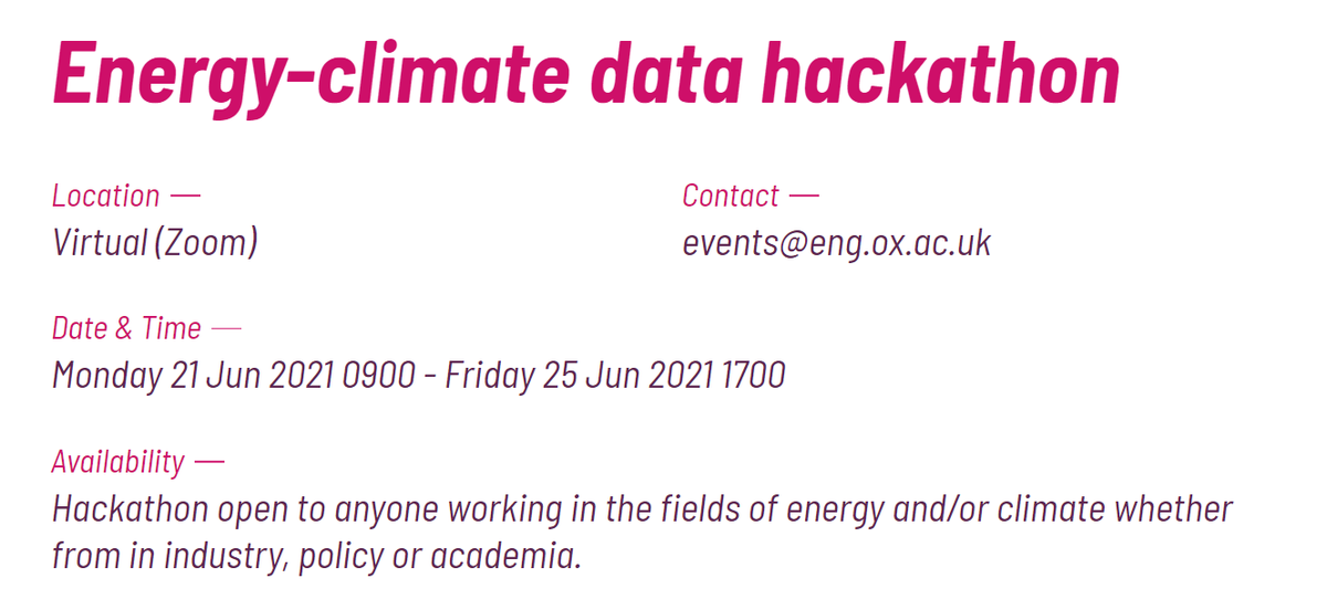 MetOffice_Sci's tweet photo. This week @oxengsci &amp; @UniofReading are hosting a hackathon to promote understanding of climate risk in future energy systems, supported by @metoffice_sci. Find out more https://t.co/BpNEmEYxVX
#ClimateDataChallenge 
#MetOfficeCOP26 | @COP26
#TogetherForOurPlanet
#GetClimateReady https://t.co/cgxUgHBjeg
