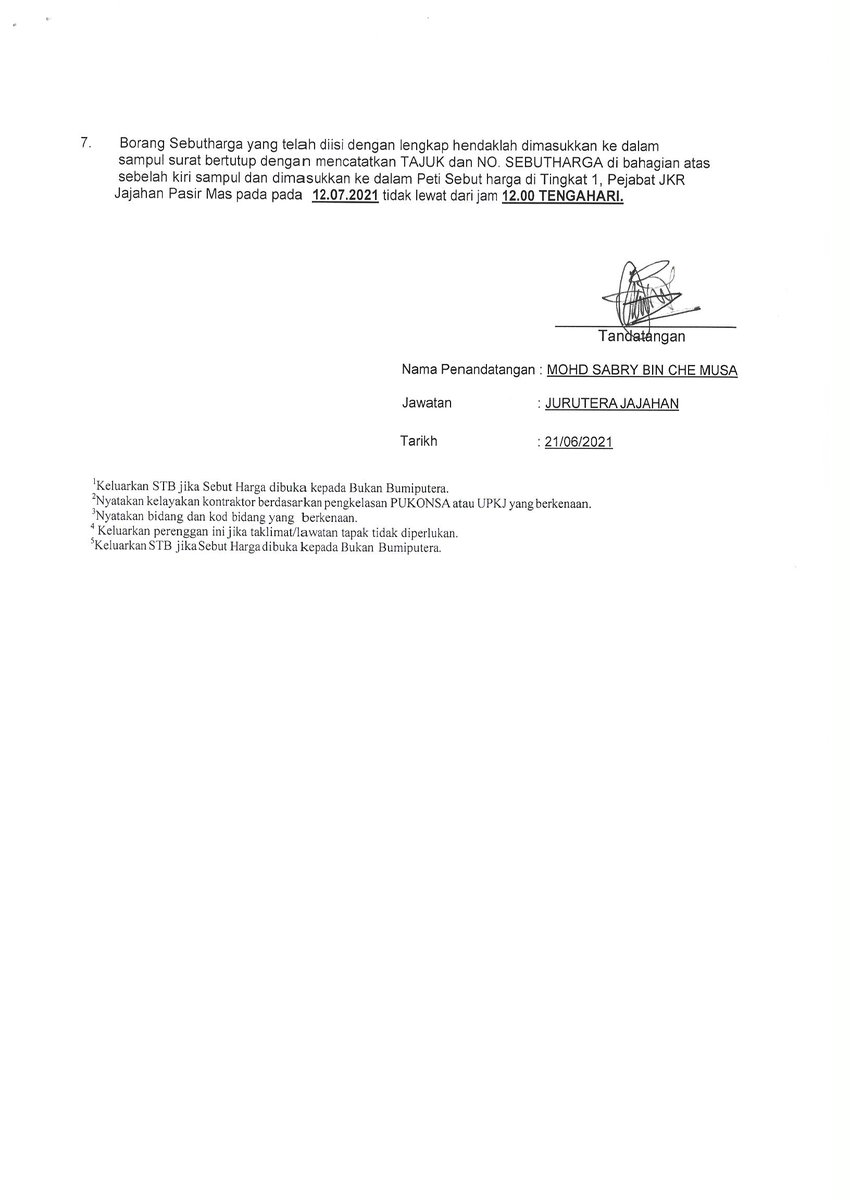 Notis Sebutharga 19/2021 (G2)
 forms.gle/dwYt1CYSTbtyx2…
Pendaftaran kehadiran dengan mengisi google form pada 28 Jun 2021 Jam 10.00 pagi sehingga 29 Jun 2021 Jam 10.00 pagi @MOWorks <a href="/JKRMalaysia/">JKR Malaysia</a> <a href="/JKRKelantan/">ᴊᴋʀ ɴᴇɢᴇʀɪ ᴋᴇʟᴀɴᴛᴀɴ</a>