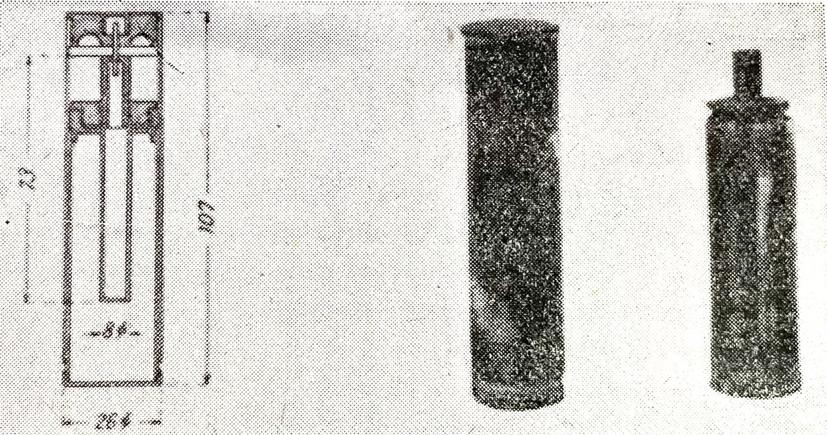これがターピナイト弾。
臭化酢酸エステルか塩化アセトンを充填した催涙ガス弾(イープルの戦いで使用された塩素ガスよりも強力) https://t.co/fCFCe2Yl4e 