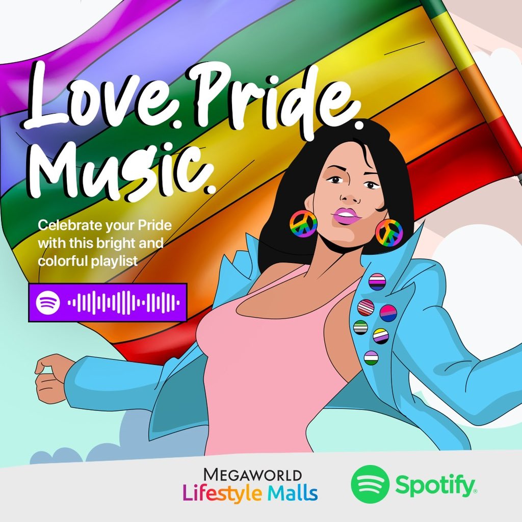 🌈 Show your wonderful colors and celebrate Pride with this Spotify playlist: bit.ly/LovePrideMusic

Make sure to follow #MegaworldLifestyleMalls on Spotify for more recommended music: spoti.fi/3uxv7pP

#PrideMonth #Pride