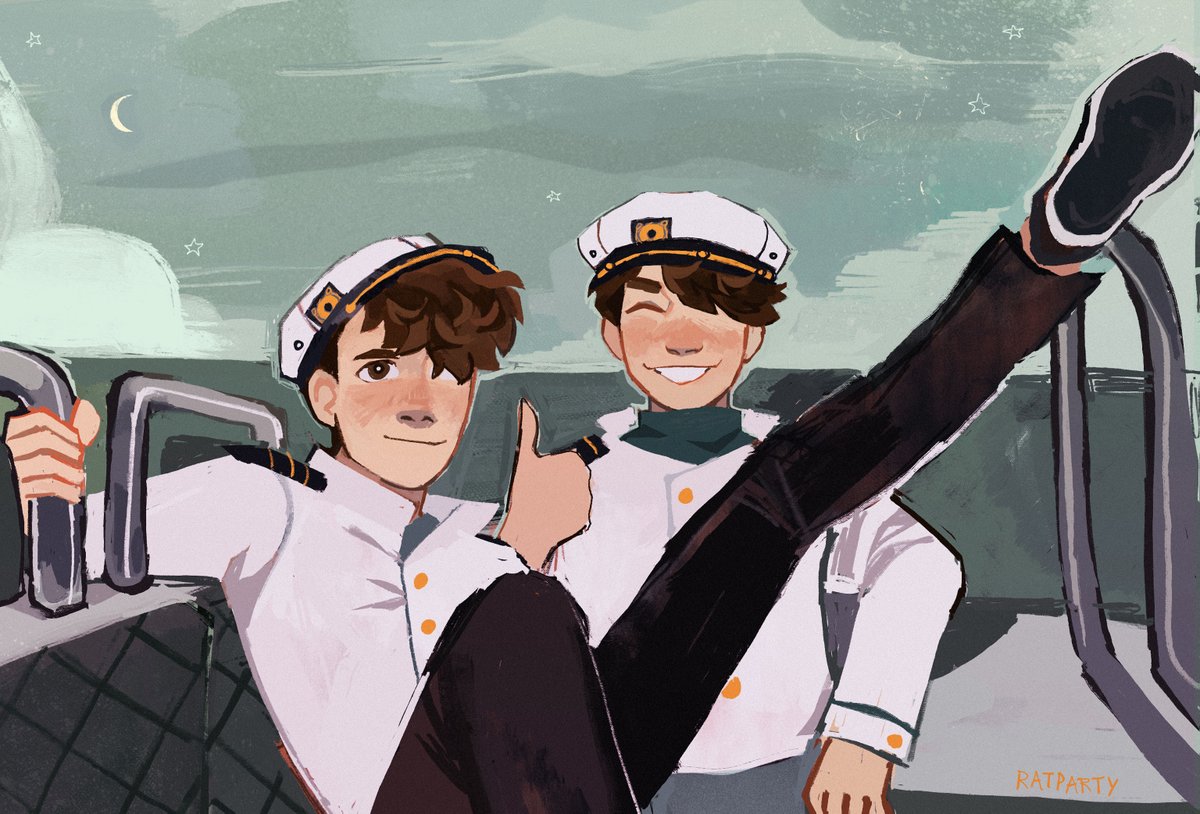 ratparty_'s tweet photo. captains on a boat ⛴️ #tubbofanart #wilbursootfanart https://t.co/sg8xne9trV