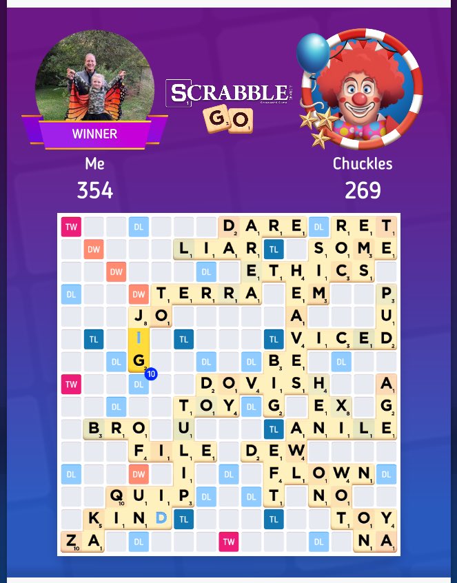 204250's tweet photo. Check out my 354 - 269 Scrabble match in @ScrabbleGo https://t.co/DyOY06YoFO https://t.co/D9AI2DrmNV